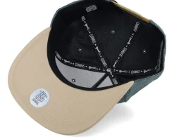 6 Panel Cap Cottoncheck Light Olive Snapback - Djinns