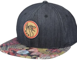 6 Panel Peacock Linen Rev. Black Snapback - Djinns