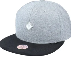 6 Panel Plate Heather Grey/Black Snapback - Djinns