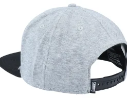 6 Panel Plate Heather Grey/Black Snapback - Djinns