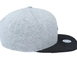 6 Panel Plate Heather Grey/Black Snapback - Djinns