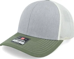 112 Tri Heather Grey/Birch/Army Olive Trucker - Richardson
