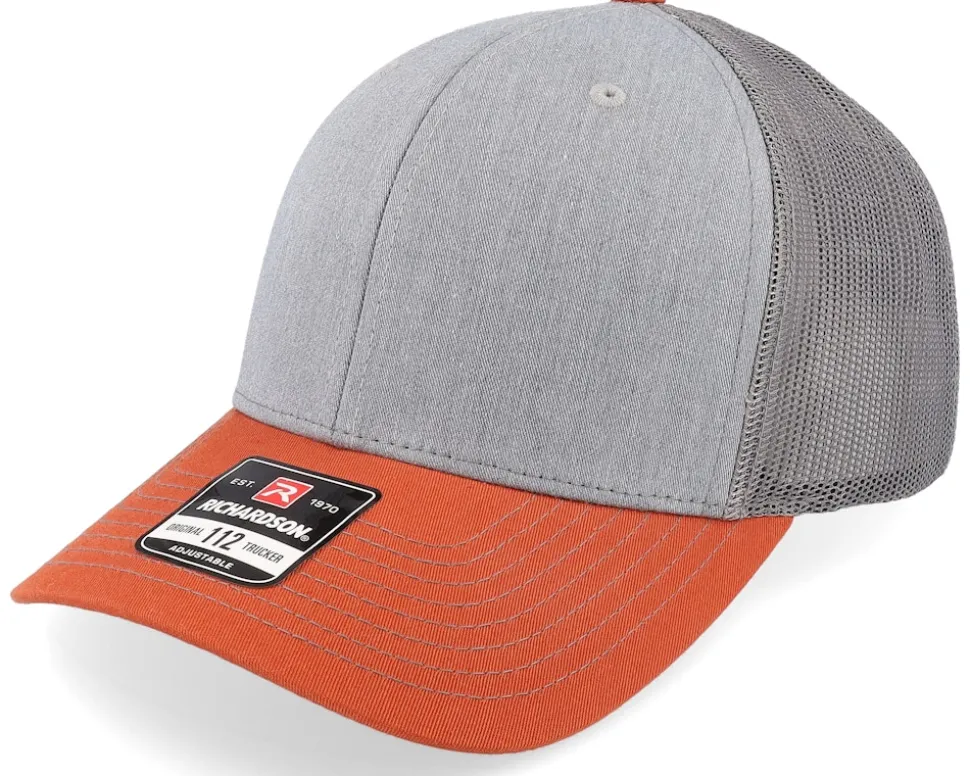 112 Tri Heather Grey/Charcoal/Dark Orange Trucker - Richardson