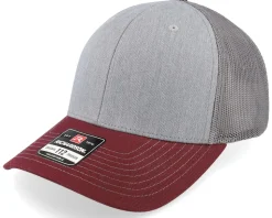 112 Tri Heather Grey/Charcoal/Maroon Trucker - Richardson