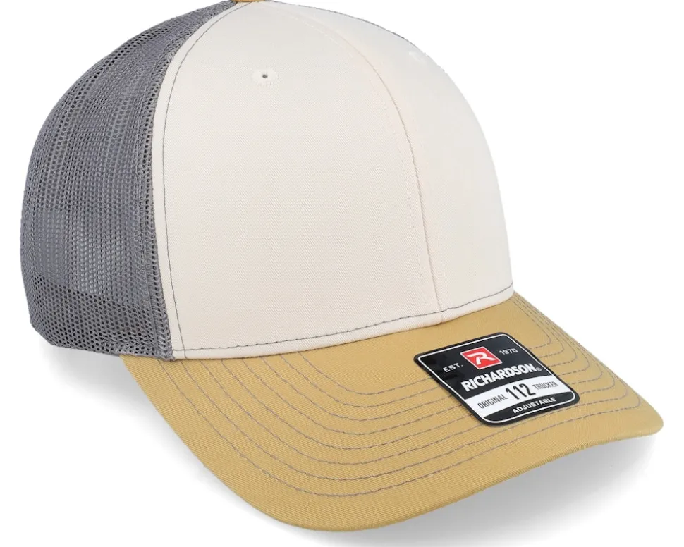 112 Tri Mink Beige/Charcoal/Amber Gold Trucker - Richardson