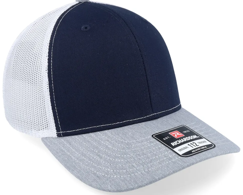 112 Tri Navy/White/Heather Grey Trucker - Richardson