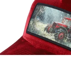 Abandoned Tractor Velvet Red/Black A-Frame Trucker - Calza Pennello