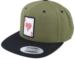 Ace Of Hearts Olive/Black Snapback - Iconic