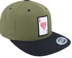 Ace Of Hearts Olive/Black Snapback - Iconic