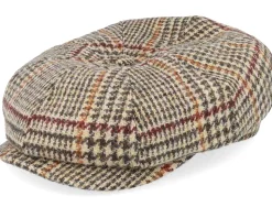 Alan Harris Tweed Glen Check Beige Flat Cap - CTH Ericson