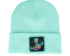 Alien Space Pizza Patch Mint Cuff Beanie - Iconic