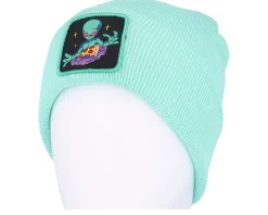 Alien Space Pizza Patch Mint Cuff Beanie - Iconic