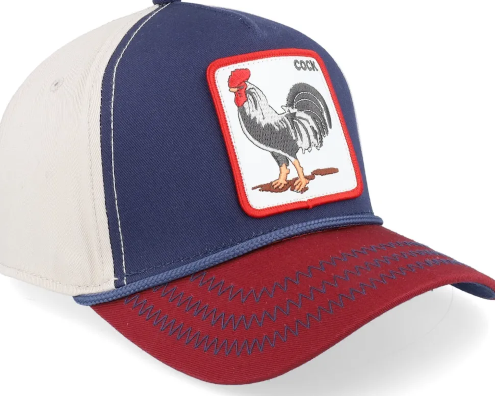 All American Rooster 100 All Over Canvas Navy/Stone/Burgundy A-Frame Adjustable - Goorin Bros.