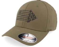 American Flag Jet Fighter Aircraft Olive Flexfit - Iconic
