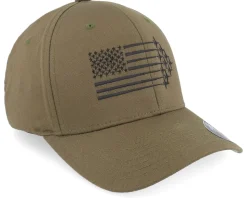 American Flag Jet Fighter Aircraft Olive Flexfit - Iconic