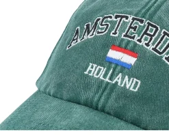 Amsterdam Holland Washed Green Dad Cap - Iconic