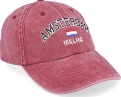 Amsterdam Holland Washed Red Dad Cap - Iconic
