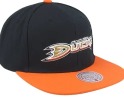 Anaheim Ducks 2 Tone Side Patch Black/Orange Snapback - Mitchell & Ness