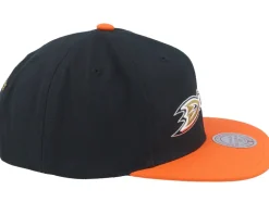 Anaheim Ducks 2 Tone Side Patch Black/Orange Snapback - Mitchell & Ness