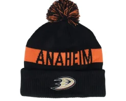 Anaheim Ducks Beanie Black/Orange Pom - Fanatics