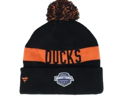 Anaheim Ducks Beanie Black/Orange Pom - Fanatics