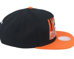 Anaheim Ducks Cross Check Black/Orange Snapback - Mitchell & Ness