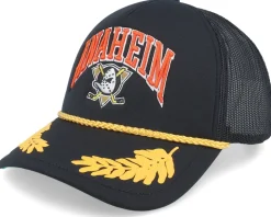 Anaheim Ducks Gold Leaf Hwc Black Trucker - Mitchell & Ness