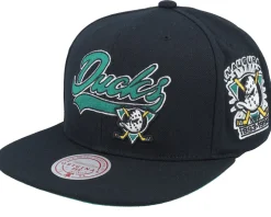 Anaheim Ducks Oversweep Vintage Black Snapback - Mitchell & Ness