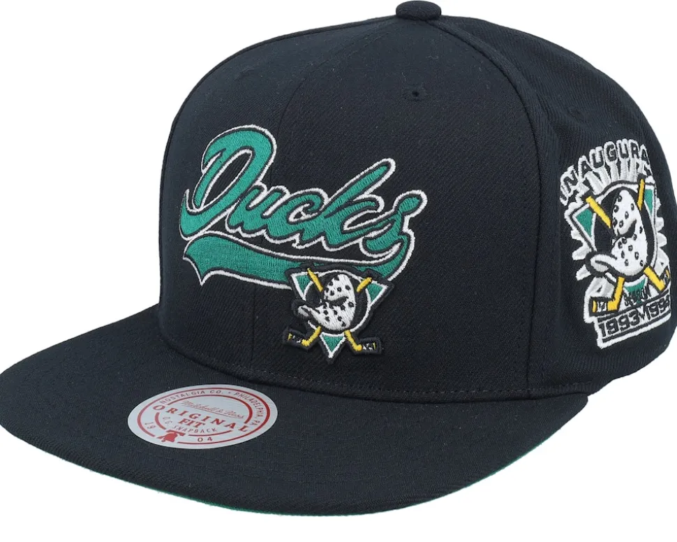 Anaheim Ducks Oversweep Vintage Black Snapback - Mitchell & Ness