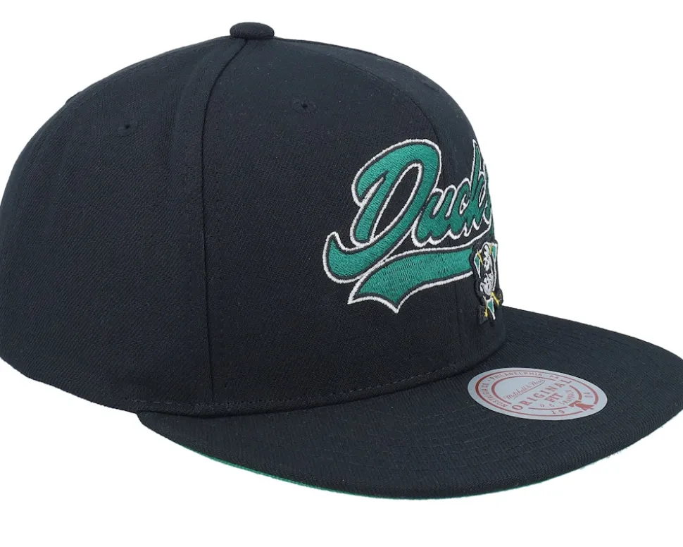 Anaheim Ducks Oversweep Vintage Black Snapback - Mitchell & Ness