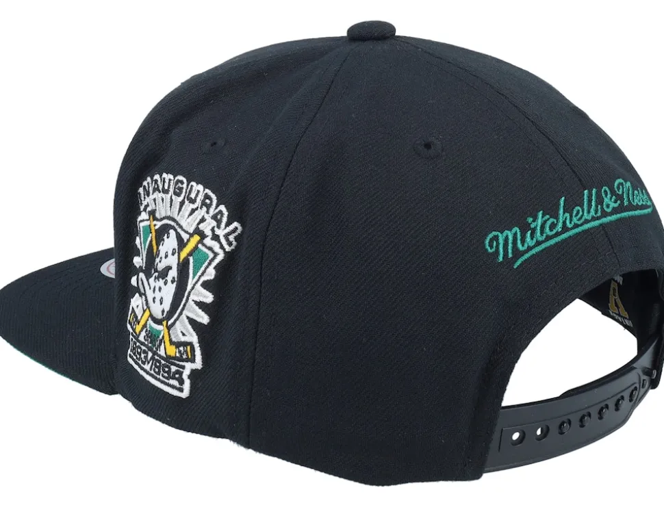 Anaheim Ducks Oversweep Vintage Black Snapback - Mitchell & Ness