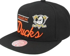 Anaheim Ducks Retro Lock Up Black Snapback - Mitchell & Ness
