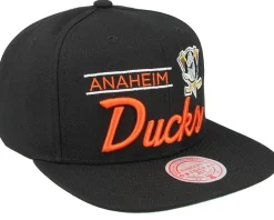 Anaheim Ducks Retro Lock Up Black Snapback - Mitchell & Ness