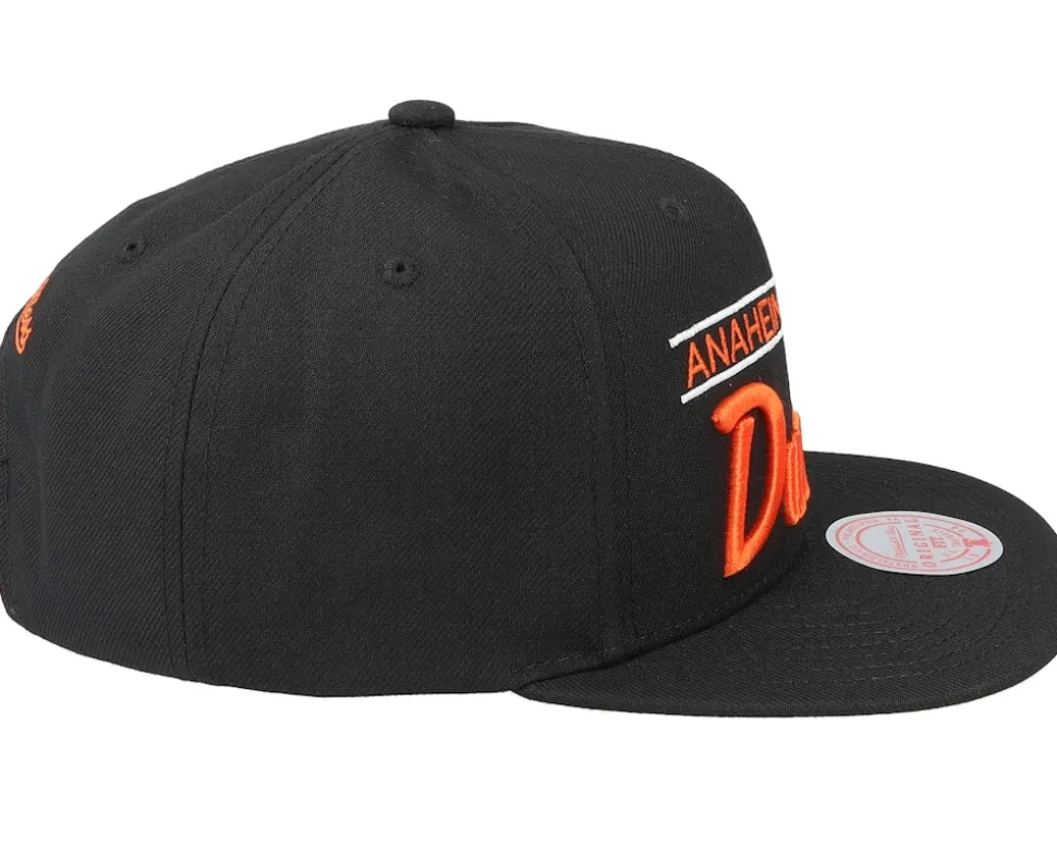 Anaheim Ducks Retro Lock Up Black Snapback - Mitchell & Ness
