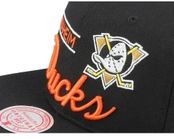 Anaheim Ducks Retro Lock Up Black Snapback - Mitchell & Ness