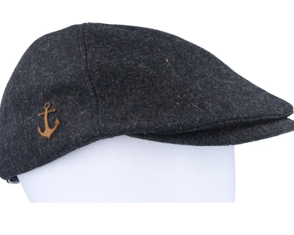 Anchor Patch Charcoal Wool Ivy Flat Cap - Jack Anchor