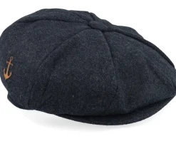 Anchor Patch Charcoal Wool Bakerboy Flat Cap - Jack Anchor