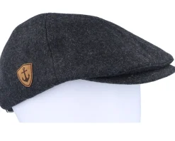 Anchor Shiled Patch Charcoal Wool Ivy Flat Cap - Jack Anchor