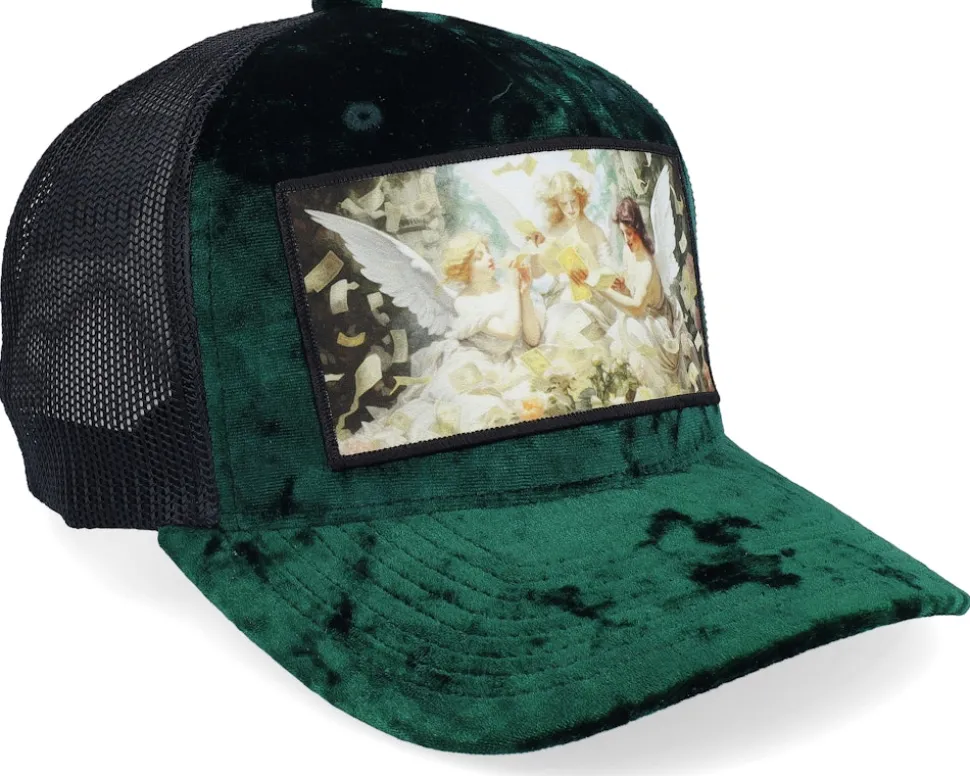 Angels & Money Velvet Green/Black A-frame Trucker - Calza Pennello