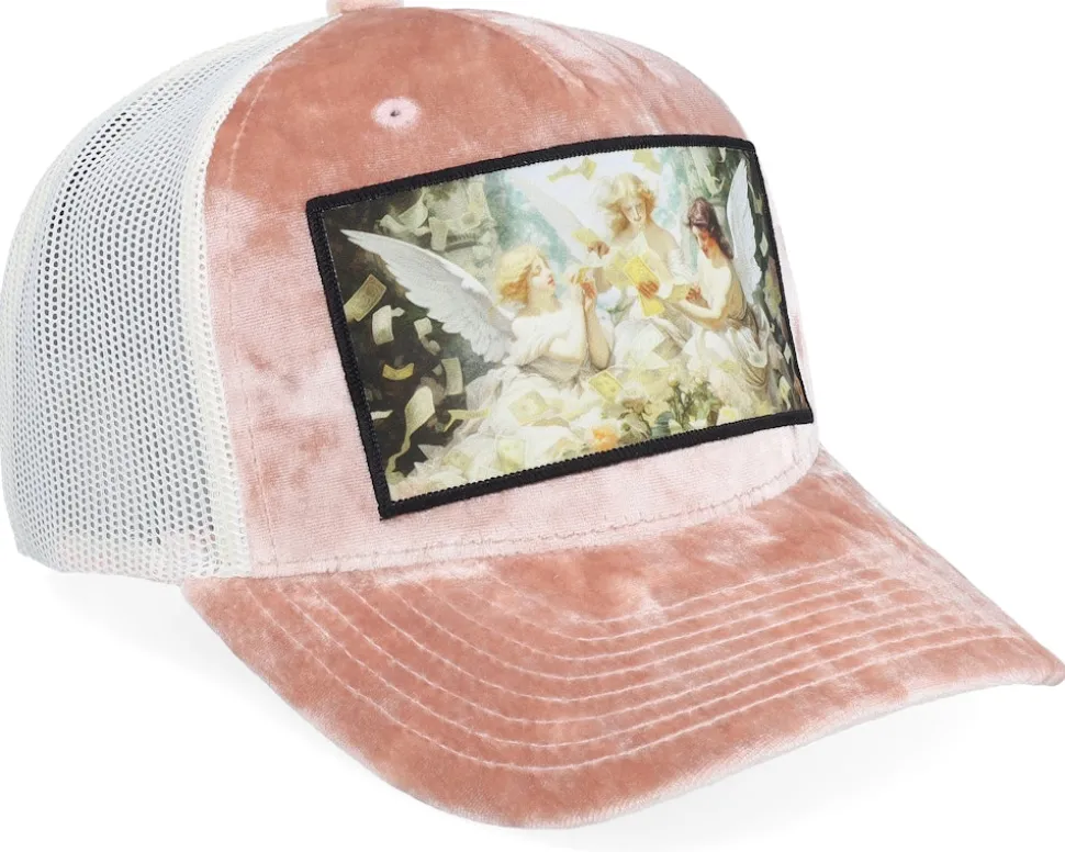Angels & Money Velvet Peach/Ivory A-frame Trucker - Calza Pennello