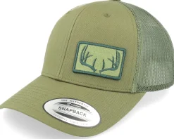 Antlers Patch Side Buck Green Trucker - Hunter