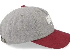 Arden Medium Profile Cap Heather Grey/Burgundy Dad Cap - Brixton