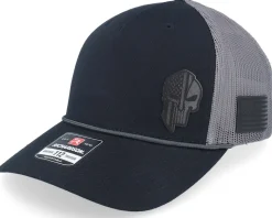 Army Skull Usa Black Patch Black/Charcoal Rope A-Frame Trucker - Army Head