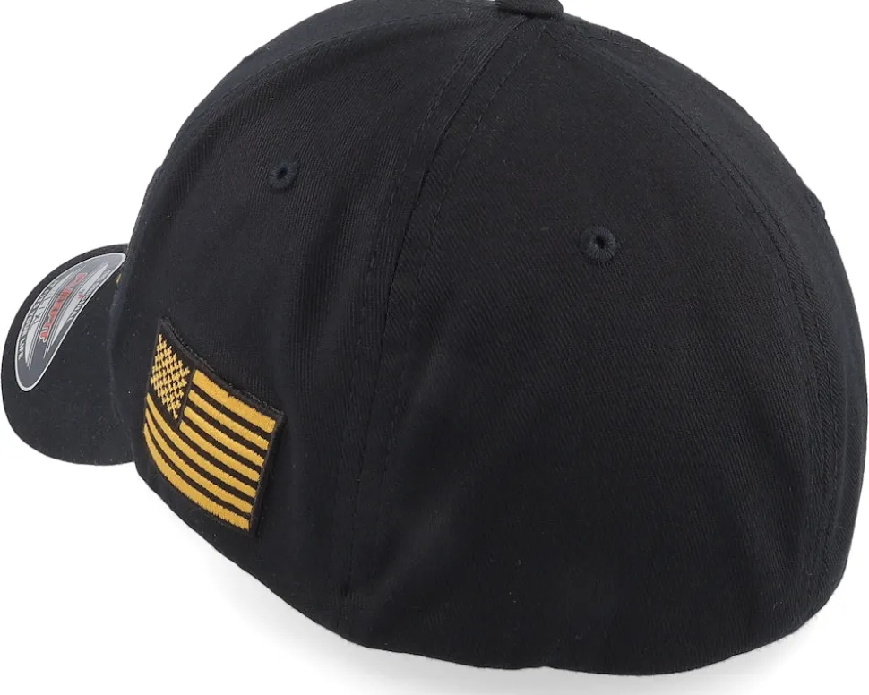 Army Skull Usa Black/Gold Flexfit - Army Head