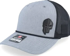 Army Skull Usa Brown Patch Black/Charcoal Rope A-Frame Trucker - Army Head