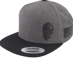 Army Skull Usa Charcoal/Black Snapback - Army Head