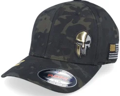 Army Skull Usa Gold Patch Multicam Black Camo Flexfit - Army Head