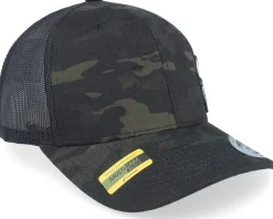 Army Skull Usa Gold Patch Multicam Black Camo Trucker - Army Head