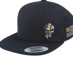 Army Skull Usa Gold Patch Black Snapback - Army Head