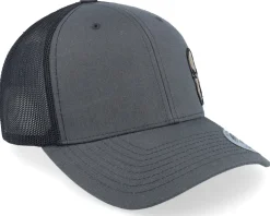 Army Skull Usa Gold Patch Charcoal/Black Trucker - Army Head